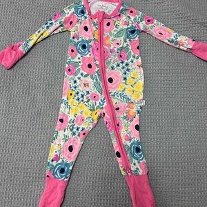 Little Sleepies Pink Floral zippy 0/3m